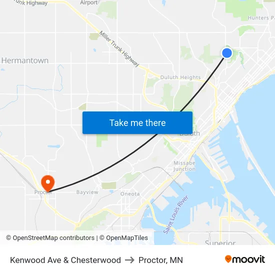 Kenwood Ave & Chesterwood to Proctor, MN map