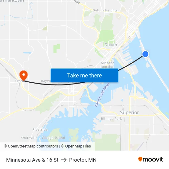 Minnesota Ave & 16 St to Proctor, MN map