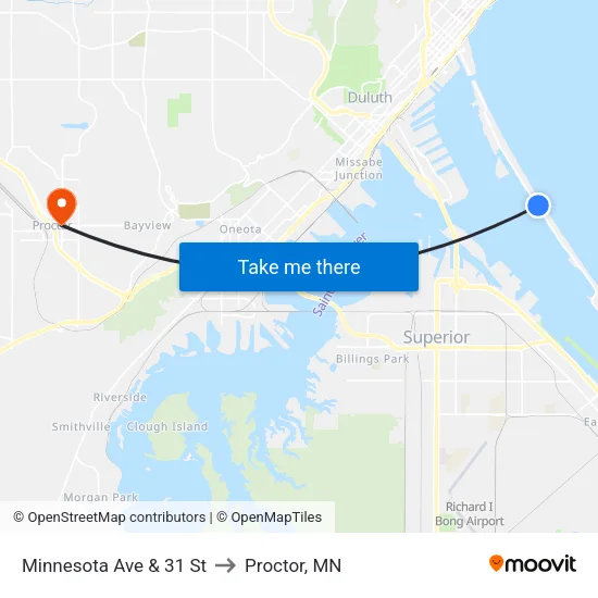 Minnesota Ave & 31 St to Proctor, MN map