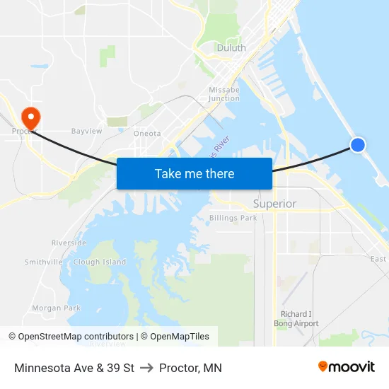 Minnesota Ave & 39 St to Proctor, MN map
