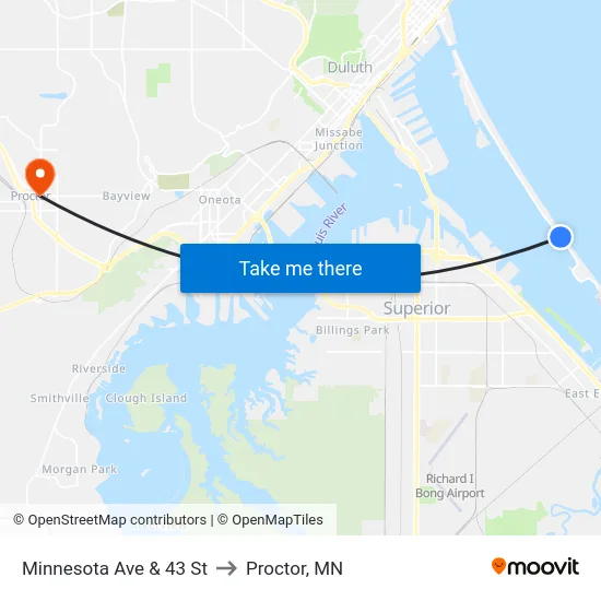 Minnesota Ave & 43 St to Proctor, MN map