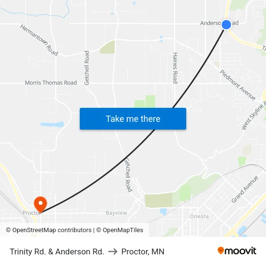 Trinity Rd. & Anderson Rd. to Proctor, MN map