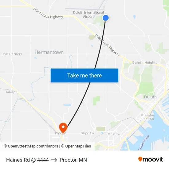 Haines Rd @ 4444 to Proctor, MN map