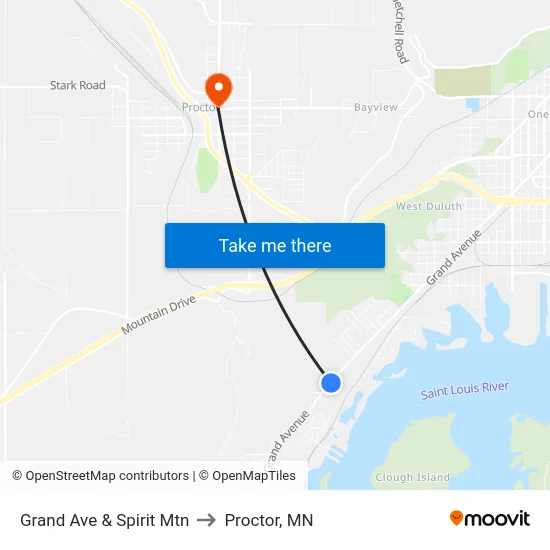 Grand Ave & Spirit Mtn to Proctor, MN map