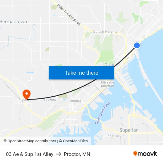 03 Ae & Sup 1st Alley to Proctor, MN map