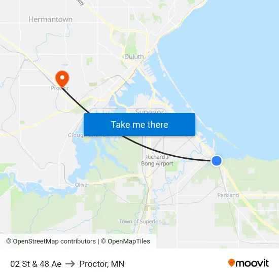 02 St & 48 Ae to Proctor, MN map