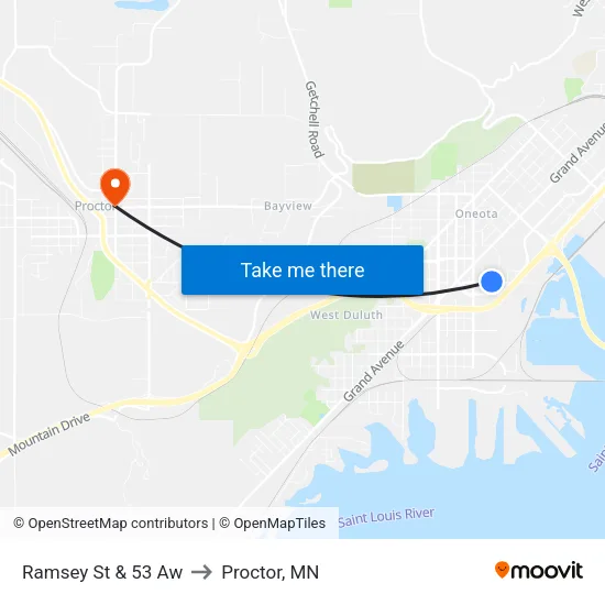 Ramsey St & 53 Aw to Proctor, MN map