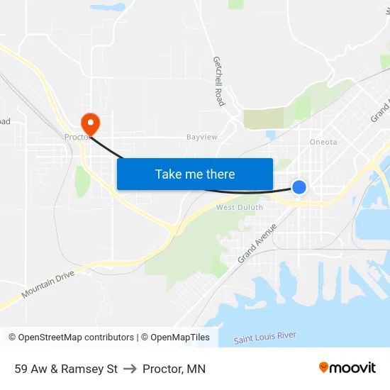 59 Aw & Ramsey St to Proctor, MN map