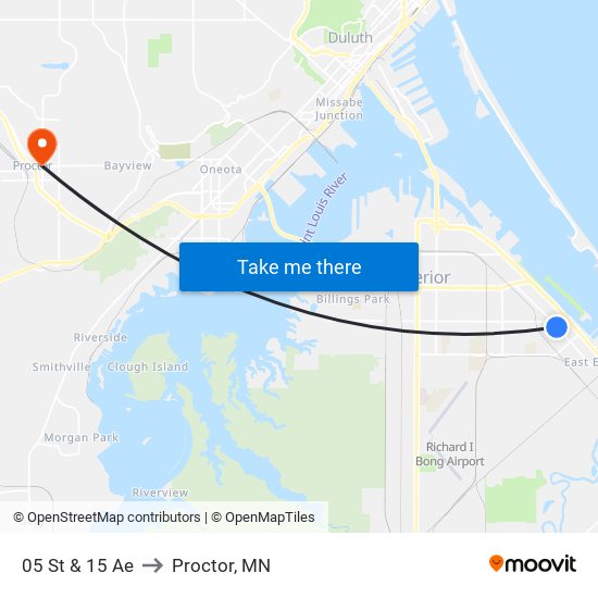 05 St & 15 Ae to Proctor, MN map