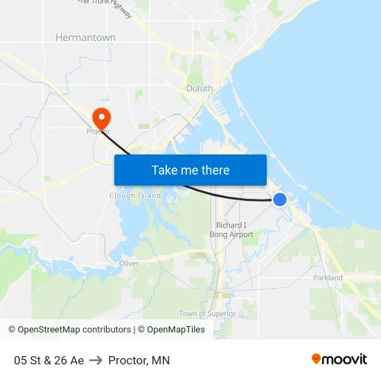 05 St & 26 Ae to Proctor, MN map