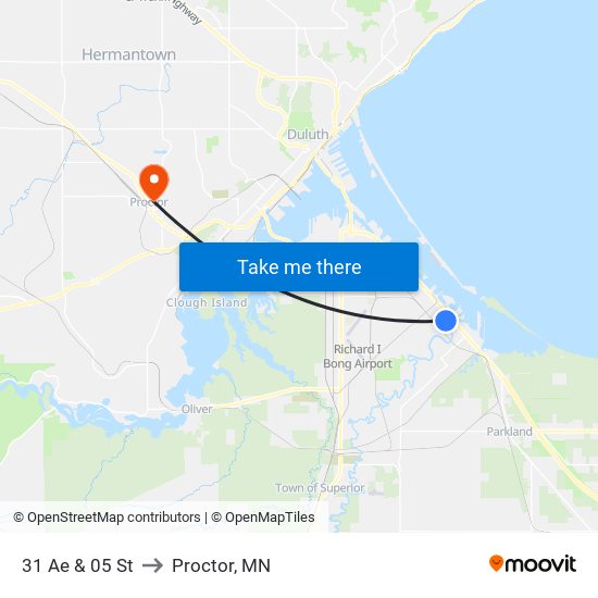 31 Ae & 05 St to Proctor, MN map