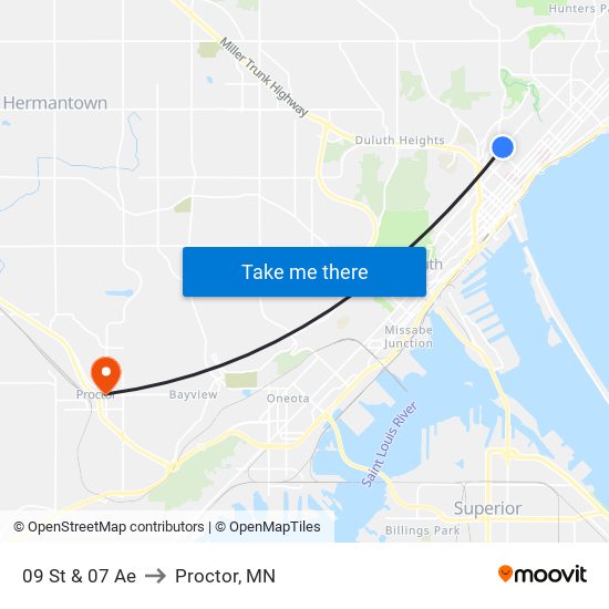 09 St & 07 Ae to Proctor, MN map