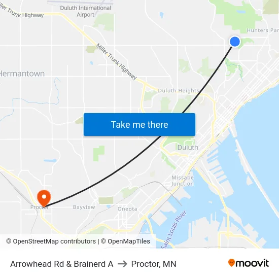 Arrowhead Rd & Brainerd A to Proctor, MN map