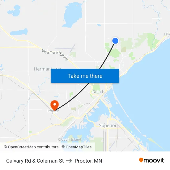 Calvary Rd & Coleman St to Proctor, MN map