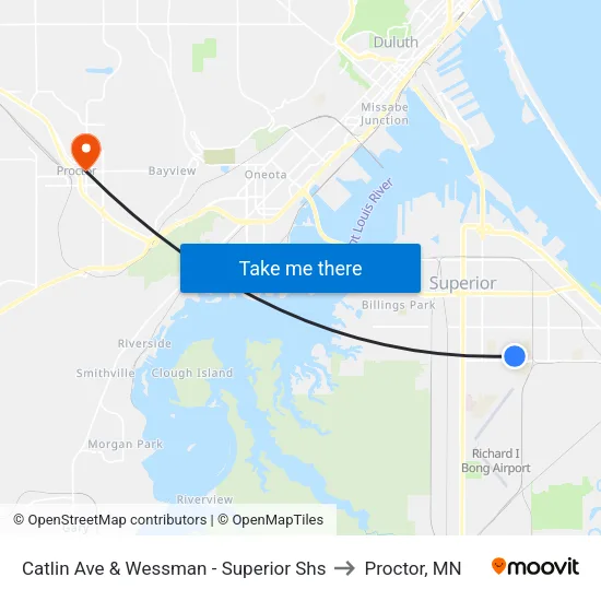 Catlin Ave & Wessman - Superior Shs to Proctor, MN map
