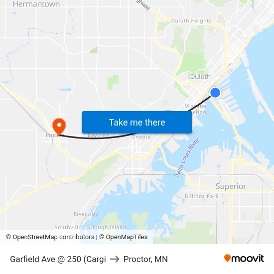 Garfield Ave @ 250 (Cargi to Proctor, MN map