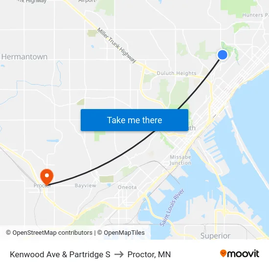 Kenwood Ave & Partridge S to Proctor, MN map