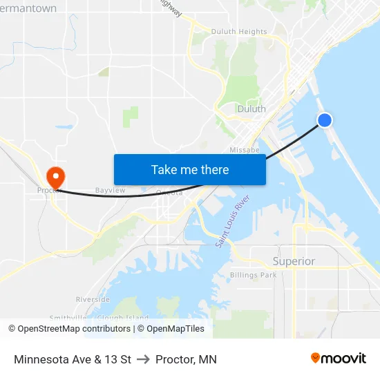 Minnesota Ave & 13 St to Proctor, MN map