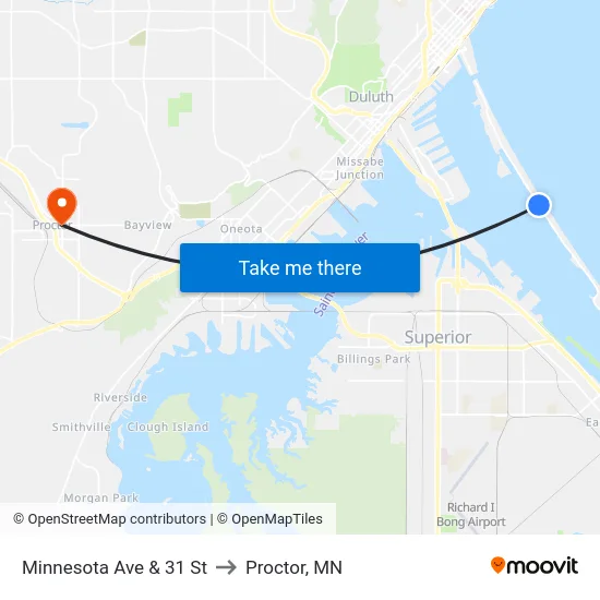 Minnesota Ave & 31 St to Proctor, MN map