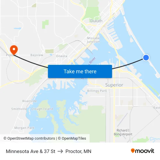 Minnesota Ave & 37 St to Proctor, MN map