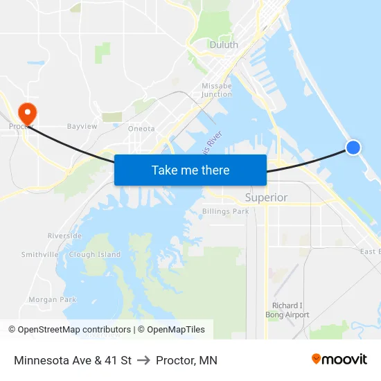 Minnesota Ave & 41 St to Proctor, MN map