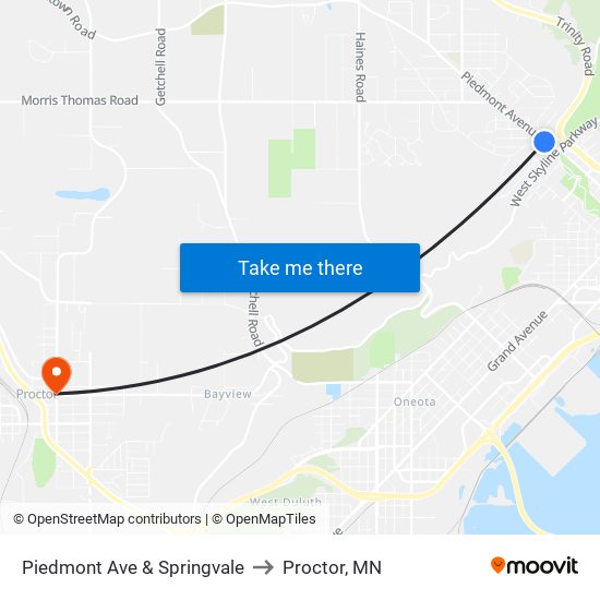 Piedmont Ave & Springvale to Proctor, MN map