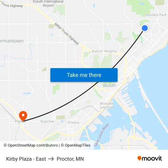 Kirby Plaza - East to Proctor, MN map