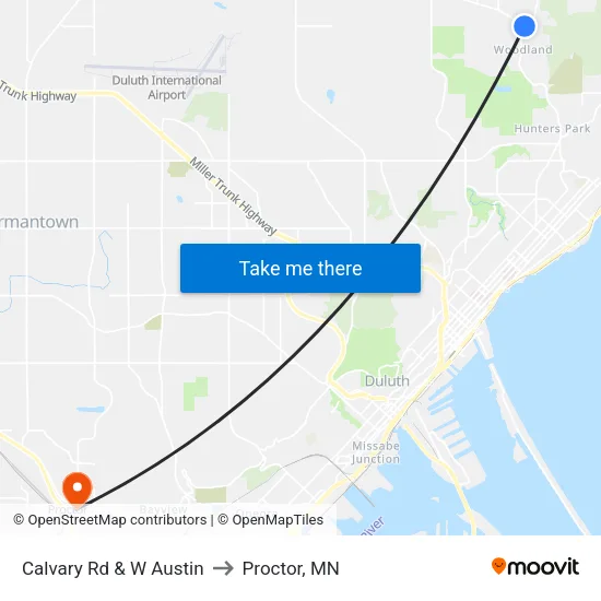 Calvary Rd & W Austin to Proctor, MN map