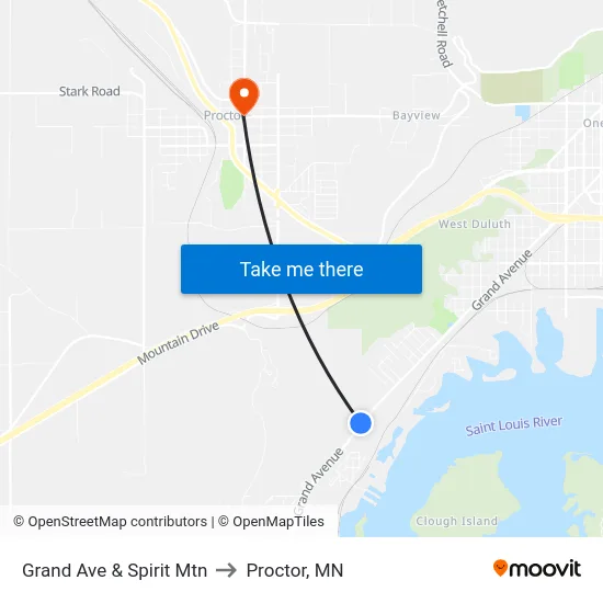 Grand Ave & Spirit Mtn to Proctor, MN map