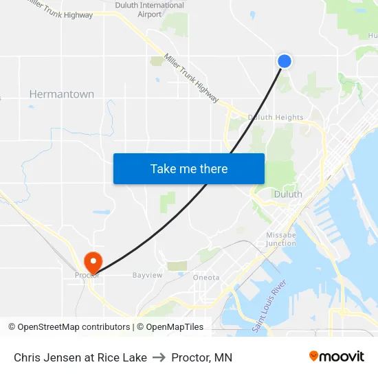 Chris Jensen at Rice Lake to Proctor, MN map