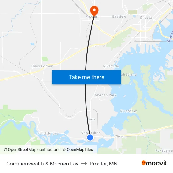 Commonwealth & Mccuen Lay to Proctor, MN map
