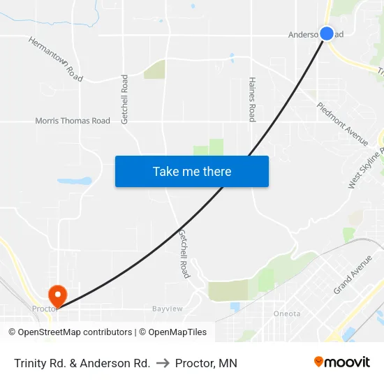 Trinity Rd. & Anderson Rd. to Proctor, MN map