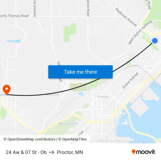 24 Aw & 07 St - Ob to Proctor, MN map