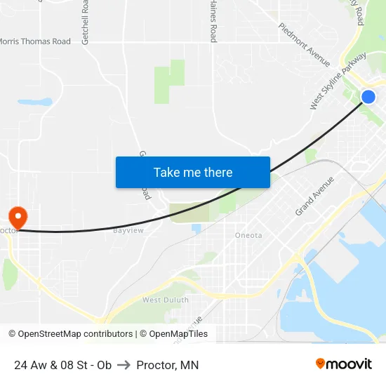 24 Aw & 08 St - Ob to Proctor, MN map