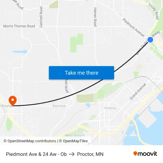 Piedmont Ave & 24 Aw - Ob to Proctor, MN map
