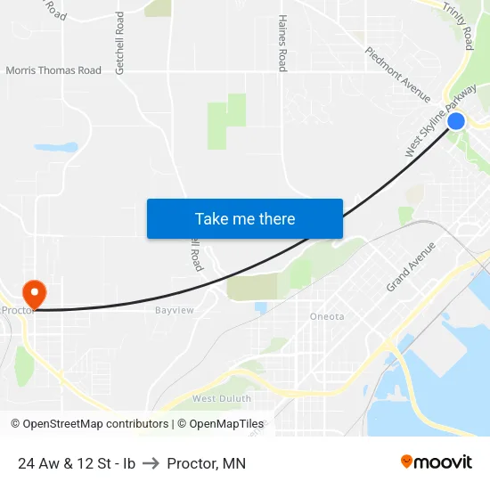 24 Aw & 12 St - Ib to Proctor, MN map
