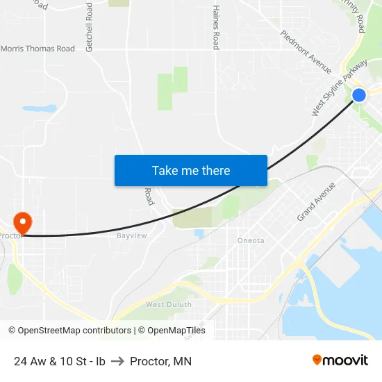 24 Aw & 10 St - Ib to Proctor, MN map