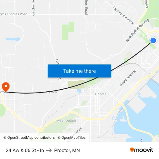 24 Aw & 06 St - Ib to Proctor, MN map