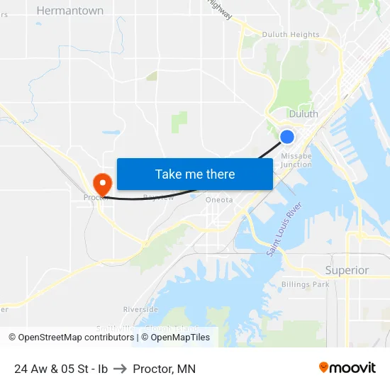24 Aw & 05 St - Ib to Proctor, MN map