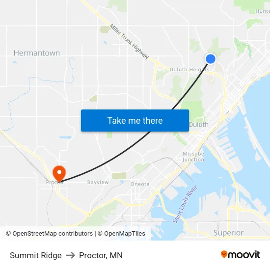Summit Ridge to Proctor, MN map