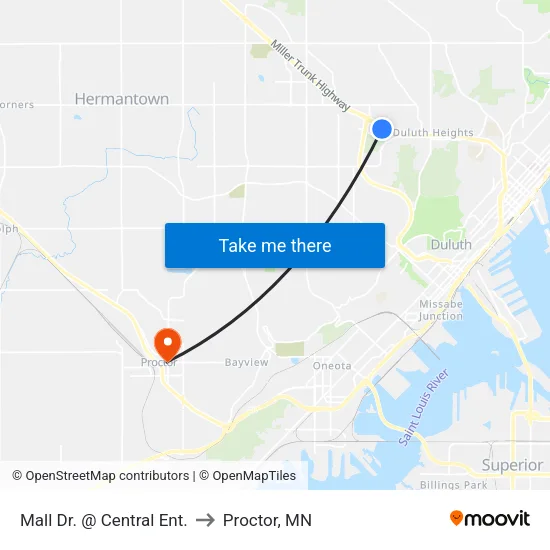 Mall Dr. @ Central Ent. to Proctor, MN map