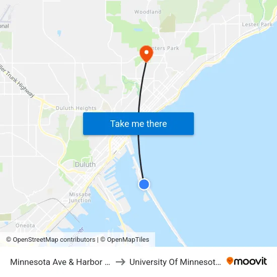 Minnesota Ave & Harbor Po Circle to University Of Minnesota Duluth map