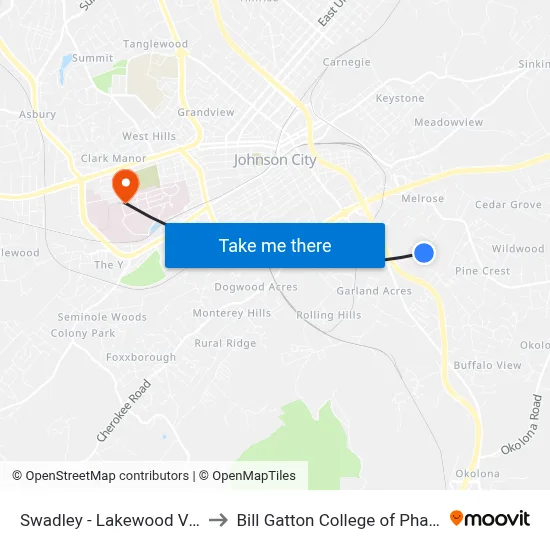 Swadley - Lakewood Vlg Wb to Bill Gatton College of Pharmacy map