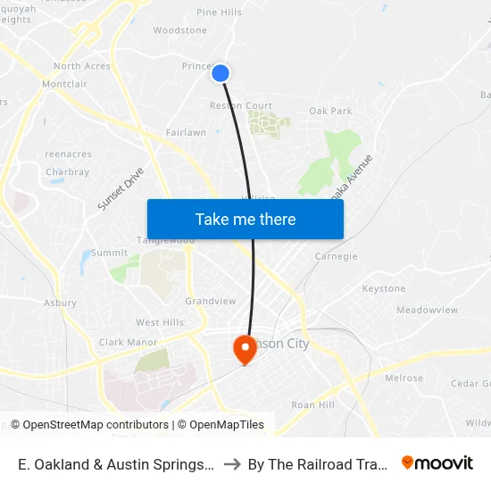 E. Oakland & Austin Springs Eb to By The Railroad Tracks map