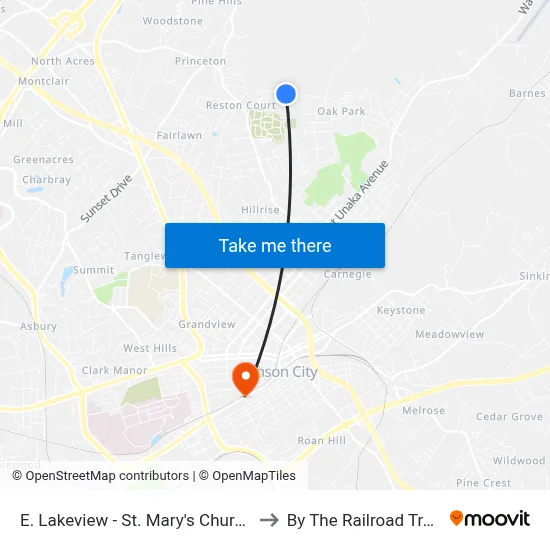 E. Lakeview - St. Mary's Church Eb to By The Railroad Tracks map
