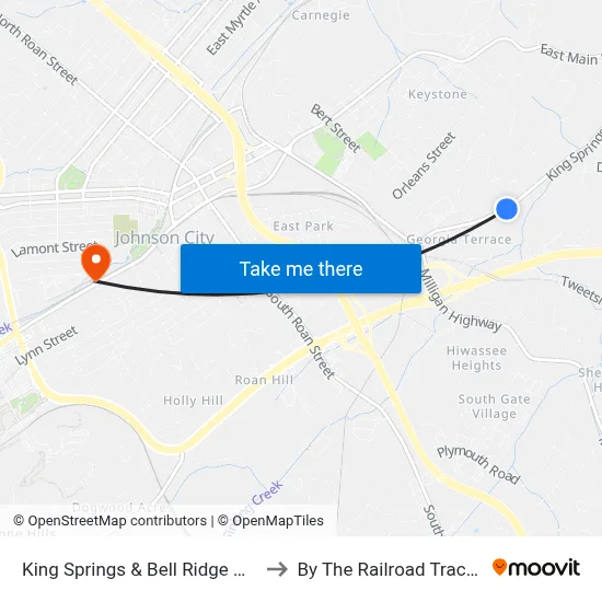 King Springs & Bell Ridge Wb to By The Railroad Tracks map
