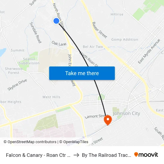 Falcon & Canary - Roan Ctr Sb to By The Railroad Tracks map