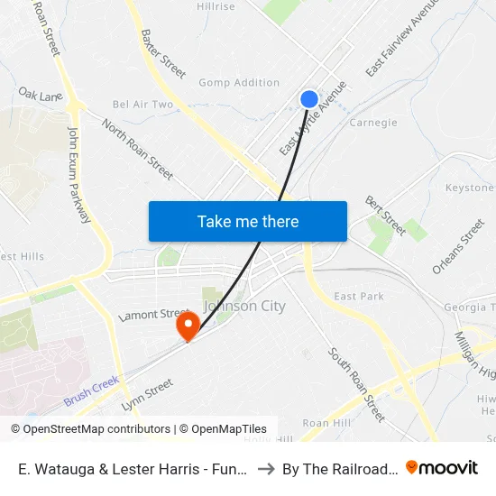 E. Watauga & Lester Harris - Funeral Home Eb to By The Railroad Tracks map