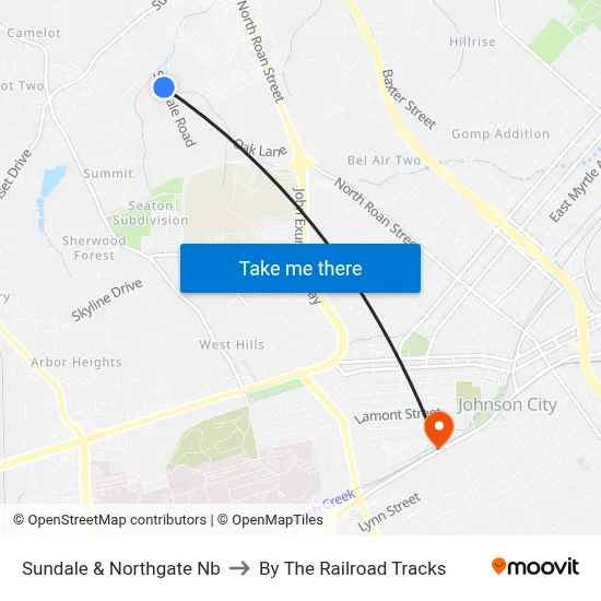 Sundale & Northgate Nb to By The Railroad Tracks map