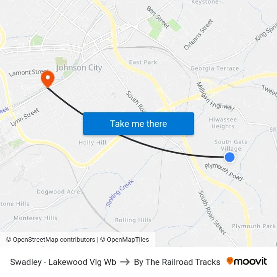 Swadley - Lakewood Vlg Wb to By The Railroad Tracks map